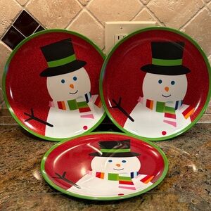 Set of 3 Target holiday melamine dinner plates.